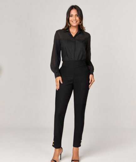 BLUSA CAMISA COM TRANSPARENCIA - 101102411