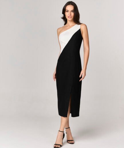 VESTIDO MIDI P B COM DETALHE OMBRO SO - 10435711