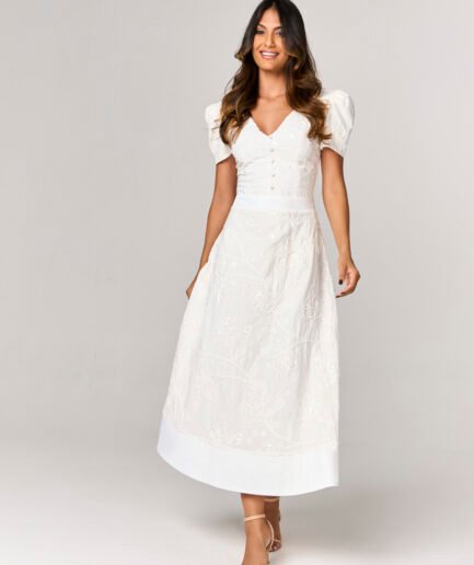 VESTIDO MIDI COM DETALHE BORDADOS - 10435811