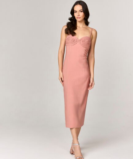 VESTIDO MIDI COM BUSTO TRANCADO - 10436911