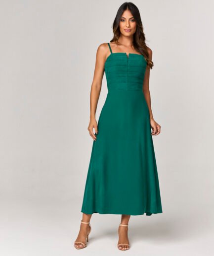 VESTIDO MIDI COM PREGAS BUSTO - 10437111