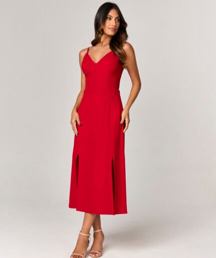 VESTIDO MIDI DETALHE NERVURAS - 10437411