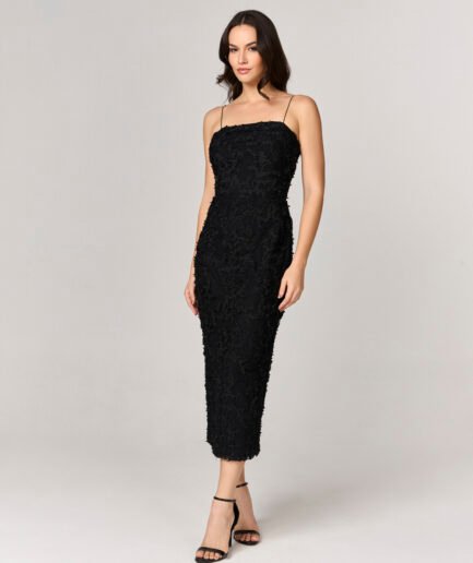 VESTIDO MIDI DE TULE COM APLICACAO - 10438011