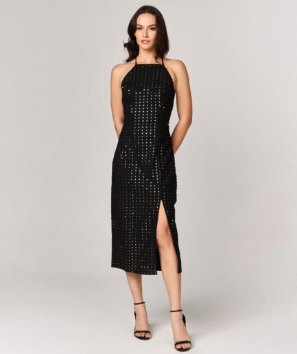 VESTIDO MIDI COM DETALHE PAETE - 10439511