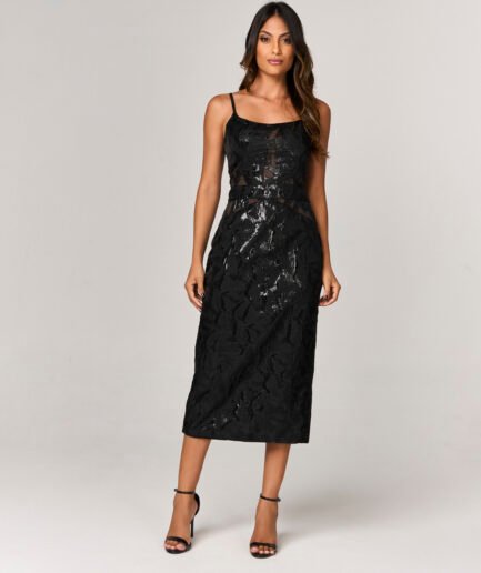 VESTIDO MIDI COM DETLAHES BRILHOSOS - 10439911