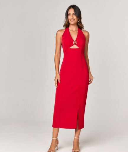 VESTIDO MIDI COM DETALHE FIVELA - 10440611