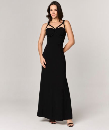 VESTIDO LONGO COM DETALHE TRANCADO - 1076911