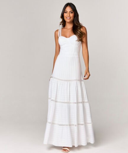 VESTIDO LONGO COM DETALHE MARIAS E AVIAMENTO - 1077011