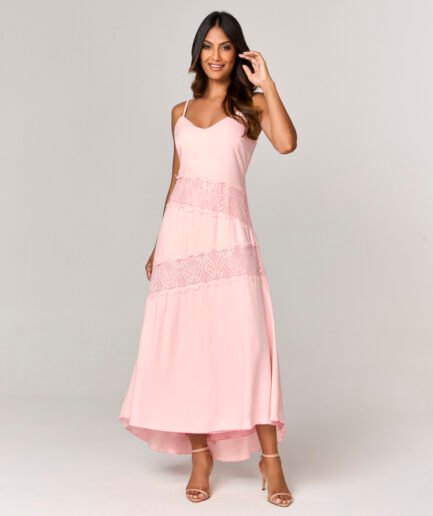 VESTIDO LONGO COM RENDA - 1077411