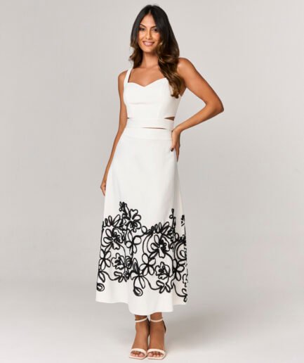 CONJUNTO SAIA E CROPPED COM BABADOS P&B - 11221711