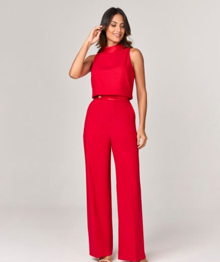 CONJUNTO CALCA E BLUSA COM DETALHE ACETINADO - 11223411